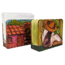 Cargar imagen en el visor de la galería, Servilletero de madera decorado con paisajes y vivencias mexicanas
